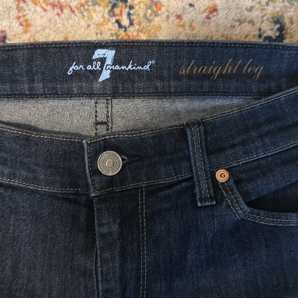 7 For All Mankind Women’s Deep Indigo Straight Jeans - Picture 2 of 6